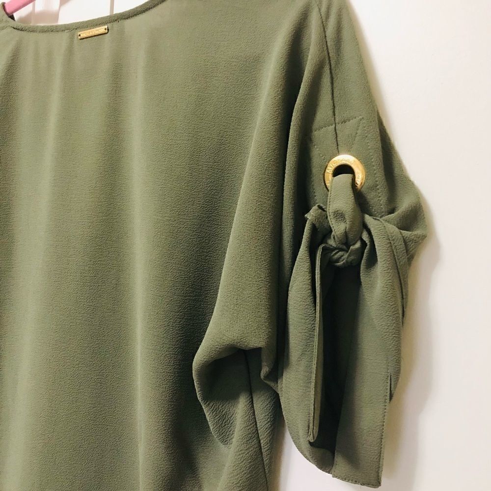 Michael Kors Drape-front Tie Sleeve Blouse - Picture 10 of 13